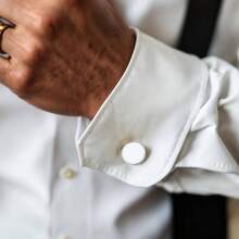 White Cufflinks Men Men's Cuff Initial Mens Cufflinks Tuxedo Shirt Studs - ban đầu - Xem 7