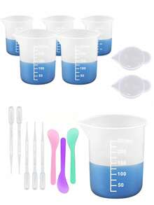 Silicone Resin Measuring Cup Tool Set, Non-Stick Silicone Cups (Suitable For Epoxy Resin), Reusable 250ml And 100ml Silicone Mixing Cups With Stirring Stick, Dropper, Epoxy Resin Supplies, Molds, Jewelry Making Tools - Resin Tools - View 12