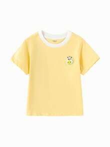 Balabala Unisex Short Sleeve T-Shirt, Classic Round Neck, Breathable Quick-Dry Fabric, Comfortable For Summer Wear - Light Yellow - View 3