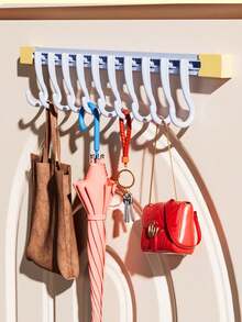 10个滑动挂钩 - 无需钻孔的墙装式挂条，间距可调节，方便DIY - 适用于厨房、浴室、门后、玄关、卧室和其他生活空间 - 彩色 - 查看 9