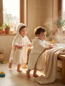 Khăn choàng tắm có mũ trùm đầu cho trẻ em, mềm mại và không rụng lông, có thể mặc như áo choàng tắm, áo choàng có mũ cho trẻ sơ sinh, khăn choàng thêu cá nhân hóa. - Nhiều màu - Xem 2