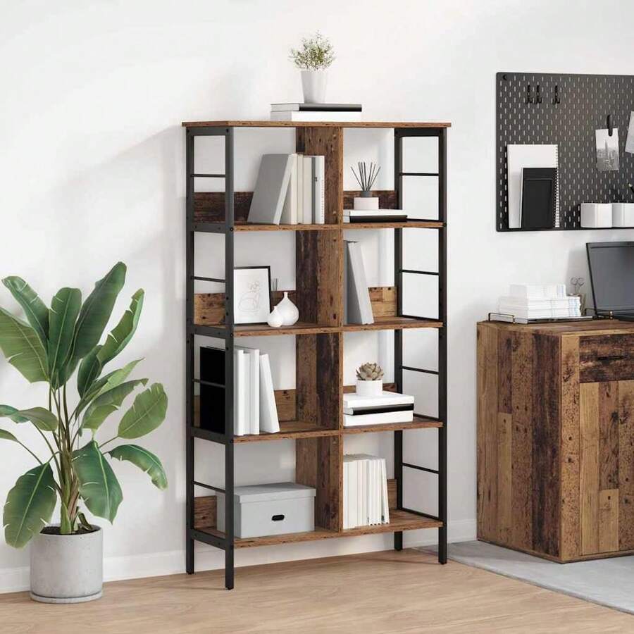 vidaXL Étagère Bois Ancien 82 x 32 x 144,5 cm Bois d'ingénierie - Tabac - Voir 1