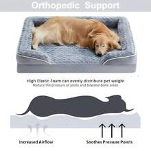 Dog Beds For Extra Large Dogs, Washable, Bolster Sofa Bed With Waterproof Lining & Non-Skid Bottom, Soft For Pet Sleeping, Pet Bed - 灰色 - 查看 3