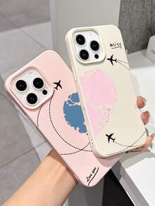 2 Peças Capas de Telefone Soft TPU Branco Leitoso e Rosa com Padrão Gráfico Estético de Coração, Avião, Mapa e Letra, À Prova de Choque, Compatível com iPhone 16 Pro Max/16/16 Pro/16 Plus/15/15 Pro Max/15 Pro/11/12/13/14 Pro Max/11 Pro/11 Pro Max/12 Pro/12 Pro Max/13 Pro/13 Pro Max/14 Pro/14 Pro Max - Multicolorido - Visão 2