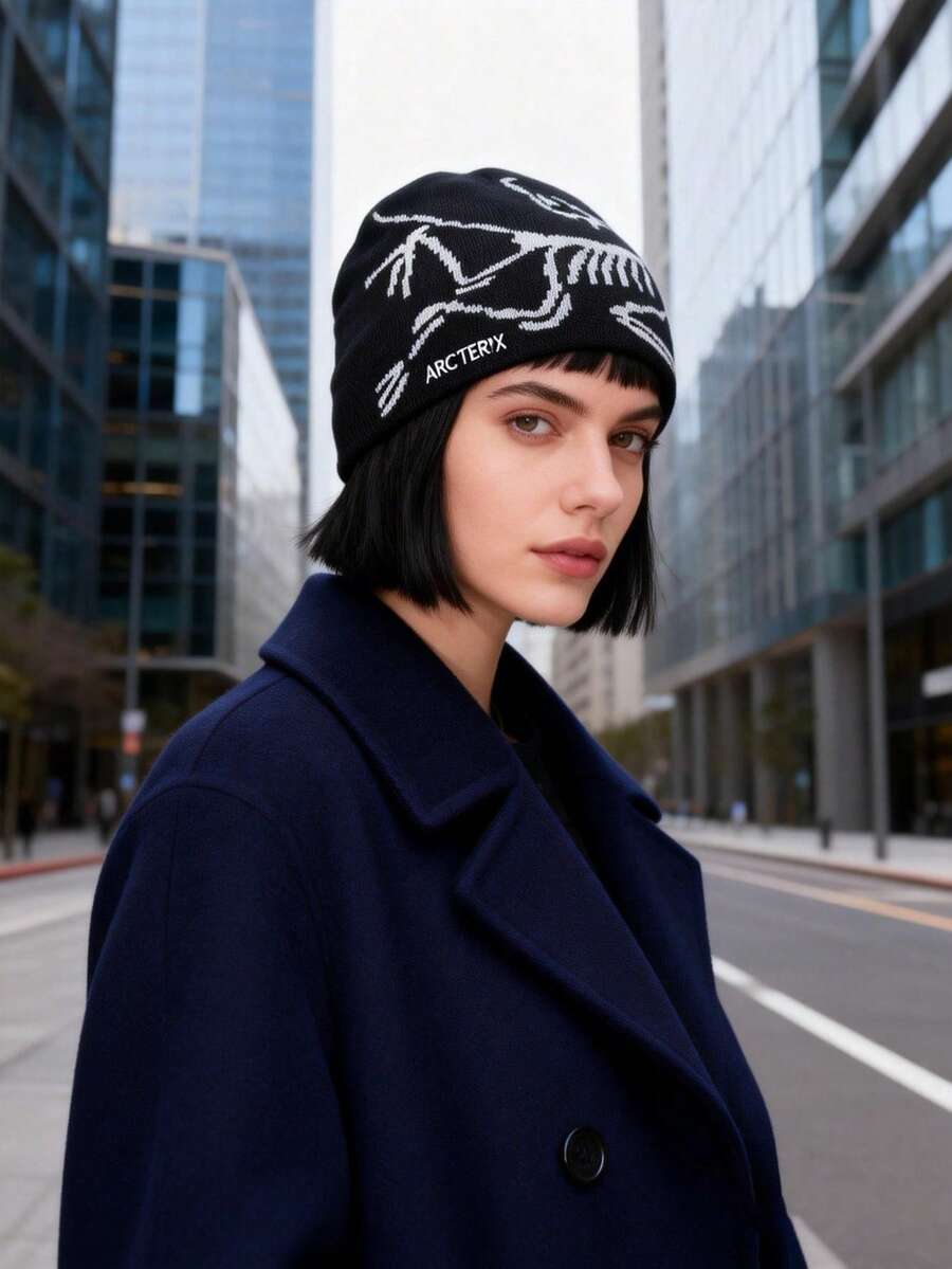 1pc Bird Pattern Personalized Outdoor Jacquard Knit Beanie, Warm And Windproof Knitted Hat, Unisex Ski Cap, Perfect Gift For Lover, Girlfriend, Family, Valentine's Day