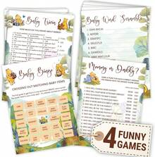 Woodamore Winnie Baby Shower Games Boy - Pooh Baby Shower Bingo Cards For 25 , Word Scramble  Who Mommy Or Daddy Game Ideas For Party Drations - đen - Xem 1