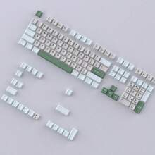 132键青柠色键帽，GMK双色注塑PBT键帽，Cherry原厂高度