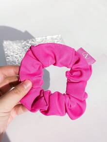 黑色手持化妆包/粉色丝绒帆布手提袋/心形磁扣镜 - 粉紅色頭繩 - 查看 4