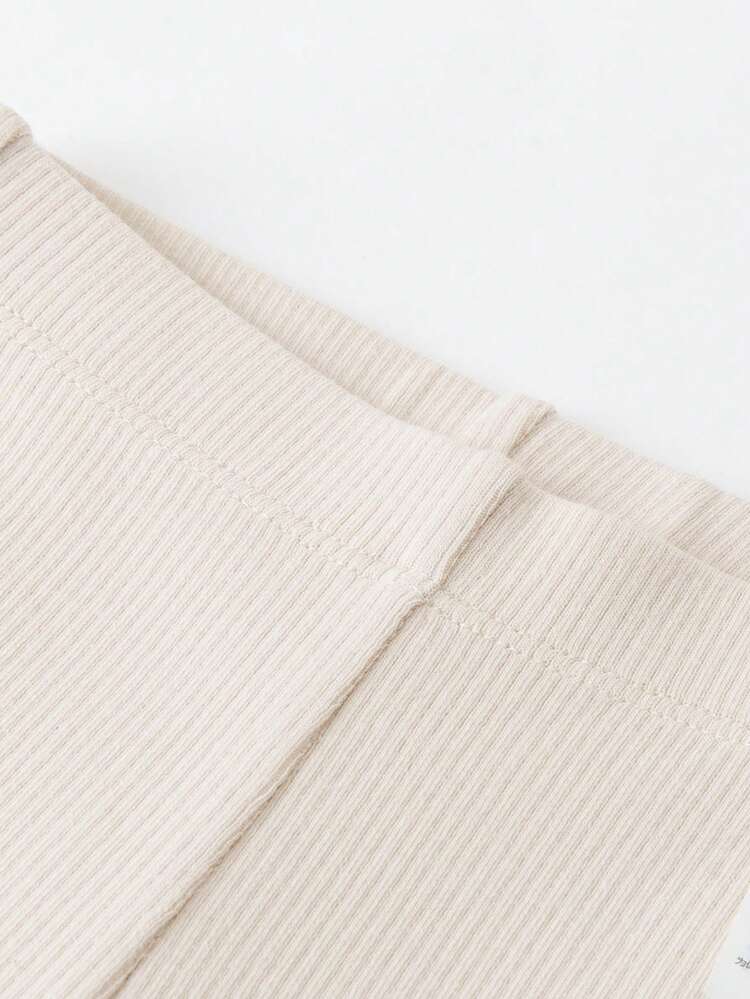 mini bala Leggings elásticos para niñas, suaves, dulces y cómodos, estilo de pierna acampanada, Colección Primavera 2026 - caqui claro - Añade 6