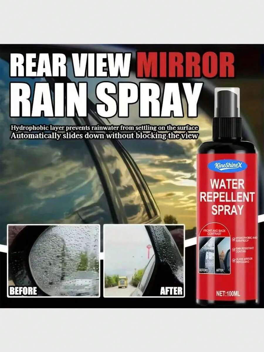 KineShineX 汽车玻璃清洁剂、汽车后视镜防雨喷雾、汽车玻璃防雨涂层、汽车玻璃防雾喷雾、疏水剂、汽车配件