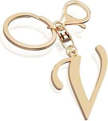 Cute Stainless Steel Gold Initial Letter Keychain For Women Girl, Charms For Key Handbag Backpack Bag, Personalized Gift - 黃金 - 查看 13