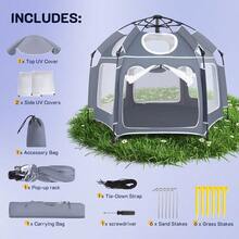 (Gris) Parque infantil para bebés y niños pequeños, parque de juegos plegable y automático, parque de juegos portátil para interiores y exteriores, parque de juegos de 420D de peso ligero para interiores y exteriores - Gris - Ver 3