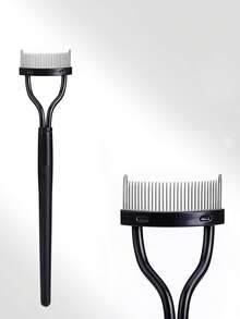 Brodark 1pc Stainless Steel Eyelash Comb In Pink, Black, Light Pink, Eyelash Grooming Tool, Eyebrow Brush, Makeup Cleaning Brush - Multicolor - View 2