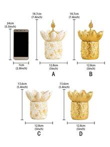 Incensário de resina em formato de flor (1 unidade) - Design criativo, ornamento de mesa requintado, estilo árabe do Oriente Médio, ideal para sala de estar, sala de família, escritório, meditação, decoração de festas e uma ótima opção de presente. - Multicolorido - Ver 12