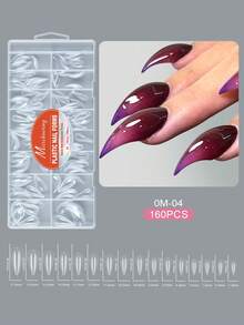 160pcs Crystal Nail Extension Mold, Duck Mouth Long Sharp Eagle Claw False Nail DIY Mold, Paperless Crystal Gel Nail Art Mold, Creative Nail Extension Mold - Clear - View 10