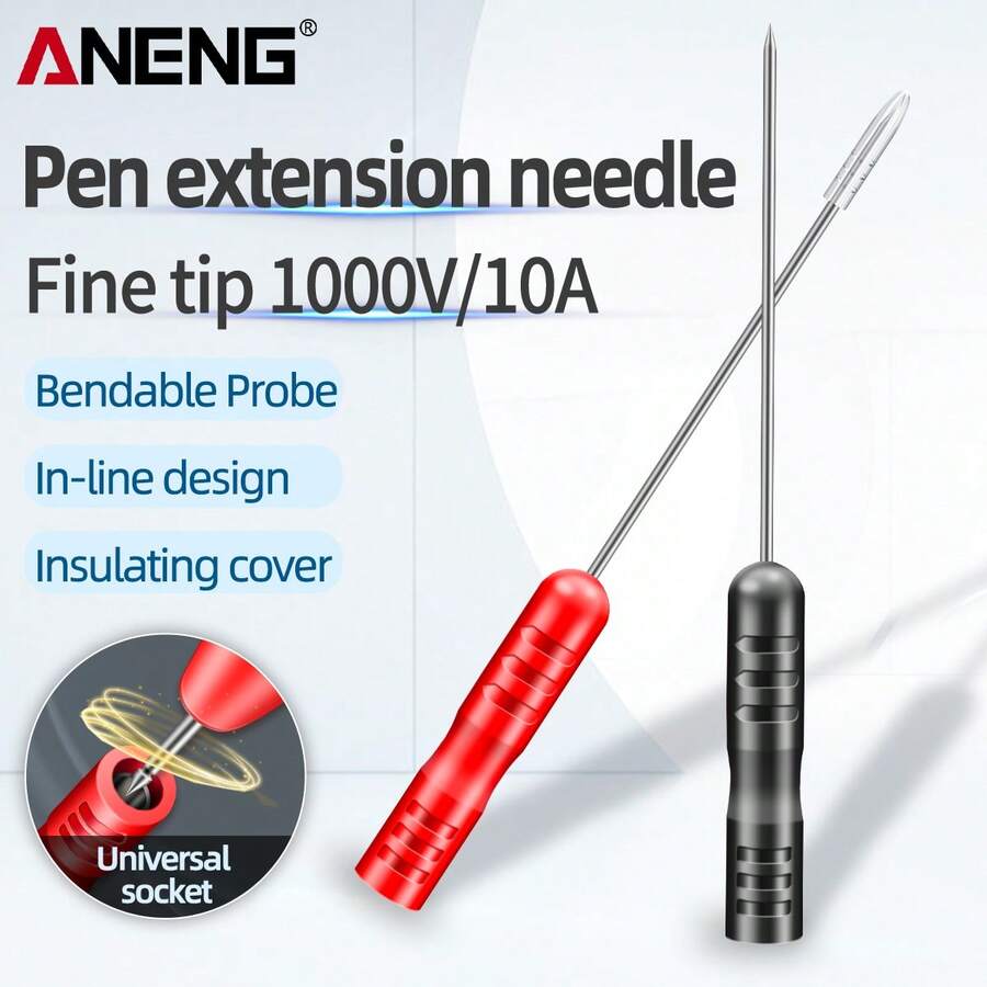 Multímetro De Medidor De Sonda De Prueba De Punta Universal Pincha Perfora Aneng Pt2003 1 Pares - Negro - Ver 1