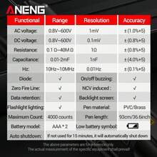 Aneng A3006a Digital Pen Multimeter Lapiz Detector De Voltaje Lápiz Probador De Voltaje - Negro - Ver 8