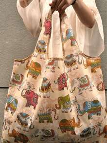 Składana torba totemowa z motywem słonia – must-have na jesień i zimę. Stylowa i poręczna, idealna na zakupy, w podróż, do szkoły i na różne inne okazje. Prosty i modny design. Jednolity kolor. Do przechowywania przyborów szkolnych. Wielofunkcyjna składana torba na zakupy. - Wielokolorowe - Zobacz 2