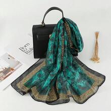 Chiffon Printed Silk Scarf Women's Scarf Thin Versatile Sunscreen Shawl Shawl - 1#哈青 - 查看 5