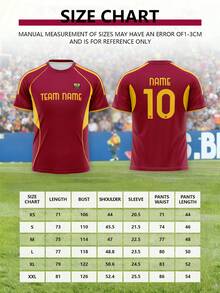 一件定制款2026赛季意甲罗马足球俱乐部球衣。红黄条纹设计。号码可定制。个性化T恤，新年好礼。舒适休闲运动风T恤。适合日常穿着、观看足球比赛及各种体育活动。夏季 - 紅色 - 查看 2