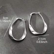 Twisted Hoop Earrings, Lightweight Spiral Rings, Popular Minimalist Style Earrings, Women's Daily Fashion Design. - 銀色 - 查看 2