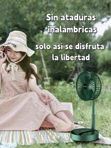 Ventilador plegable y extensible de doble uso   Cambio libre entre escritorio y piso   Modelo fresco en blanco y verde   Ventilador portátil y silencioso para hogar y oficina - Verde - Ver 3