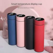 AMAZING VISION Botella térmica de 480 ml de acero inoxidable 304 con acabado mate, pantalla de temperatura inteligente, ideal para coche - azul - Ver 5