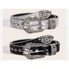 1件装女士Y2K西部风格加厚腰带，星形孔眼装饰，多巴胺星形眼睛点缀，适合日常和派对穿着 - 爆款星扣腰帶 - 查看 11