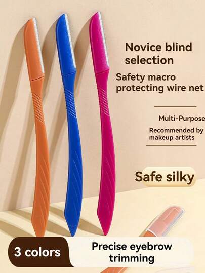 [Beginner Essential] & Smooth Eyebrow Trimmer | Multifunctional Facial Hair Remover | 3-Color Portable Eyebrow Razor