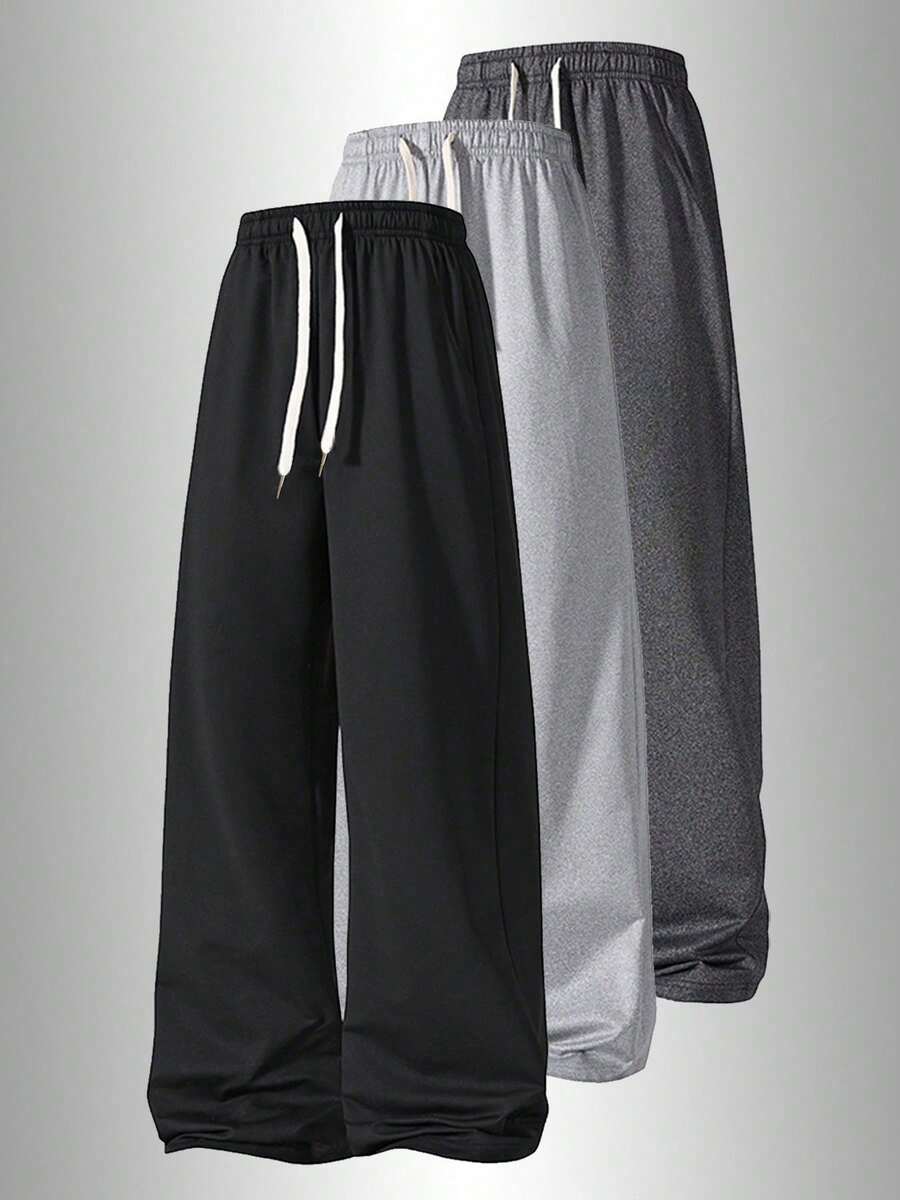 Women's Loose Wide Leg Casual Sweatpants - Straight Leg With Drawstring Design, Suitable For Daily Wear, Commuting And Running, Valentine's Day Gift - Black - View 1
