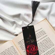 1个2D亚克力个性化玫瑰书签，带流苏，创意图案/办公用品/日常办公用品/书籍封面及配件/书签/完美的阅读配件或送给学生和爱书人的礼物 - 彩色 - 查看 6