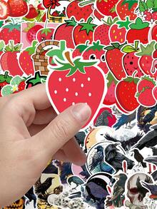 100PCS Gothic Raven And Strawberry Art Stickers Self-Adhesive Paper Stickers For Party Invites, Gifts, Scrapbooking, Journaling, Laptop, Bumper, Skateboard, Water Bottles, Computer, Phone, - 彩色 - 查看 6