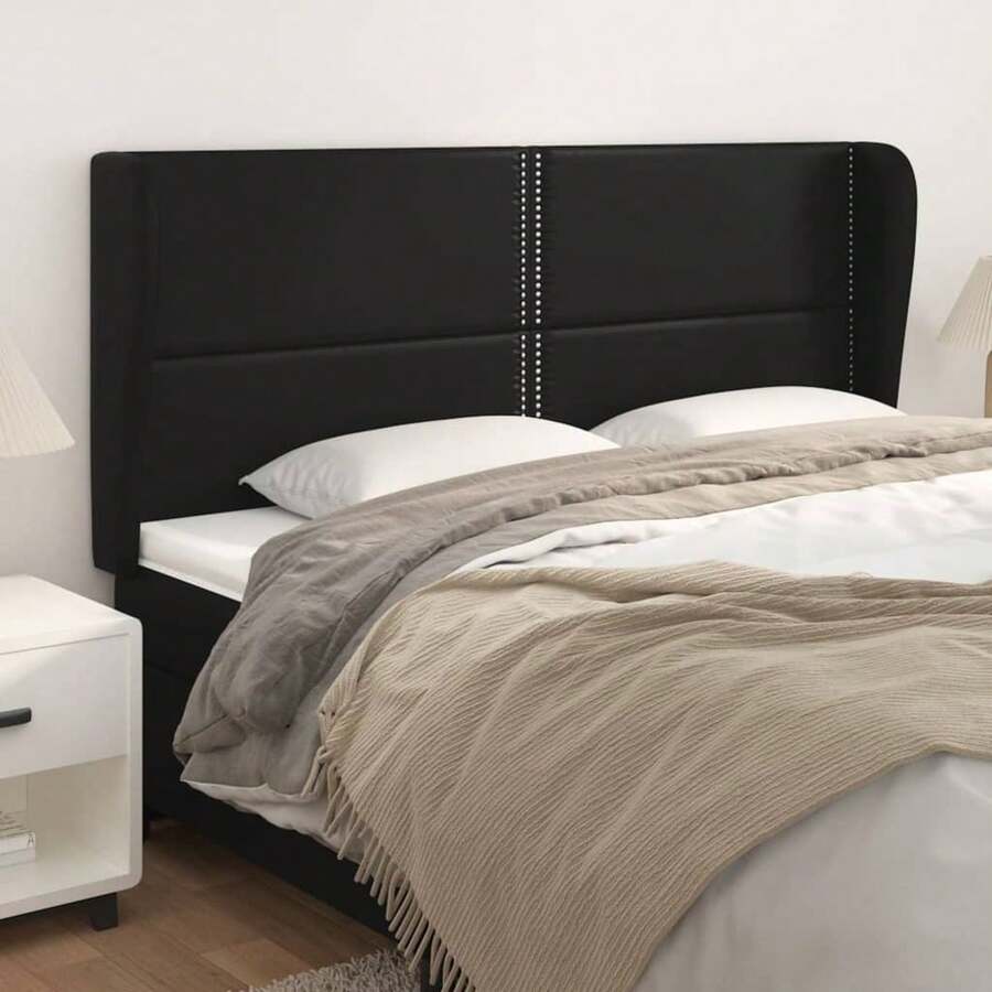vidaXL Tête de lit con oreilles Nero 203x23x118/128 cm Similicuir - nero - Visualizzare 1