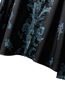 女士复古波西米亚风印花长袖衬衫，休闲时尚波西米亚风优雅春夏女士衬衫，黑色休闲女装 - 黑色 - 查看 11