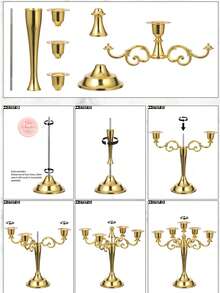 Elegant Multi-Arm Gold Candle Holder, Vintage European Style Home Decor, Creates Romantic Ambiance For Living Room, Wedding Anniversary, And Other Romantic Occasions. This Bohemian-Style Zinc Alloy Desktop Decor Is An Ideal Choice For Home Decoration, Fireplace Decor, Christmas Party, Housewarming Gift, Wedding, Restaurant, And Various Gatherings. - Multicolor - View 6