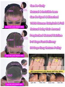 NARNI Hidden Strap 360 Glueless Lace Front Wigs Human Hair 250 Density Deep Wave HD Lace Frontal Wig With Drawstring Glueless 13x4 13x6 Lace Front Wig Human Hair Pre Plucked Wear And Go Glueless 5x5 6x4 Curly Lace Closure Wig Human Hair Brazilian Virgin Human Hair Wigs For Women Black Color - Natural Black - 查看 10