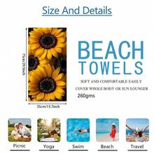 1条向日葵沙滩巾，超柔软超细纤维特大号沙滩毯，超强吸水浴巾，适合旅行、游泳池、潜水、冲浪、瑜伽、露营，多种尺寸可选，沙滩、泳池、旅行、露营、瑜伽用品 - 彩色 - 查看 14