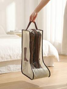 多功能布艺靴子收纳袋，带提手：透明鞋套，适用于各种高筒靴。这款悬挂式鞋袋设计轻便、可重复使用、耐用、可水洗且易于收纳——是情人节和圣诞节的理想礼物。 - 杏色 - 查看 6