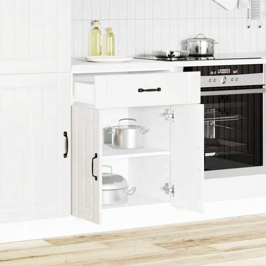 vidaXL Armario de cocina Lucca blanco madera de ingeniería - Blanco - Ver 1
