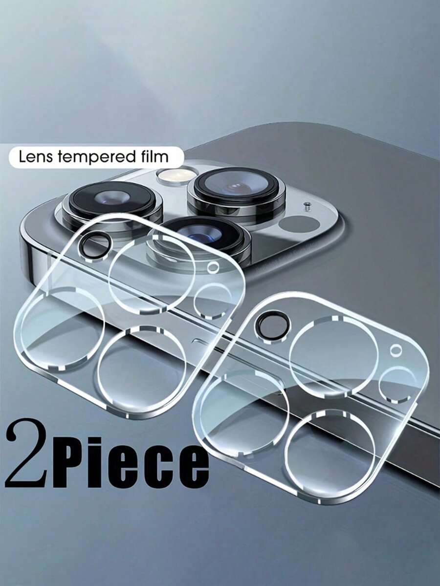2PCS Camera Lens Protector Compatible With Apple 16 Pro/14 Pro Max, One-Piece Metal Aluminum With 3D Texture Designed Decoration, Anti-Scratch Full Protection Back Camera Cover Applicable To Daily Shield, Office, Home Daily Shield Office Home Phone Camera Cover Waterproof Shockproof Anti-Fall Scratch Resistant - Clear - View 1