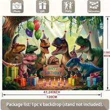 1pc Dinosaur Birthday Party Banner - Vibrant Cotton Fabric Background With Cartoon Dinosaurs, Balloons And Gifts, 75g/㎡, Ideal For Room & Wall Decor, Photo Props And Holiday Celebrations, Party Decorations - Multicolor - View 5