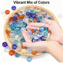 New Mini Glass Gems For Vase,Mixed Colour Glass StonFlat Bottom Marble Beads For Aquarium Fish Tank Planter Crafts Home Drative Art Craft Vase Filler (Mixed, 1 Pound) - Mixed 1 Pound - View 4