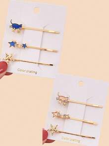 6PCS Girl Hair Accessories Cute Hair Clips, Star/Moon Hairpin, Starry Hairpin, Sweet Girl's Bang Clip, Moon And Star Clip, One-Word Clip, Hair Clip, Girls Hair Accessories, Headwear,Best Gift - Multicolor - View 14
