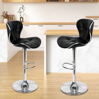  ALFORDSON 2x Bar Stools Luna Kitchen Swivel Chair Leather Gas Lift