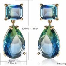 Women's Jewelry for Elegant Occasions - Blue Green Crystal Drop Earrings, Stylish and Noble Gifts - como en la foto - Ver 2