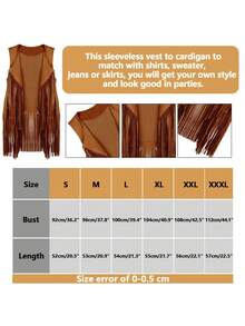 60、70年代嬉皮士风格女士服装套装，包括流苏背心、太阳镜、项链、耳环和发带。套装包含眼镜、发带、和平标志项链和耳环，适合圣诞派对装扮。 - 彩色 - 查看 14