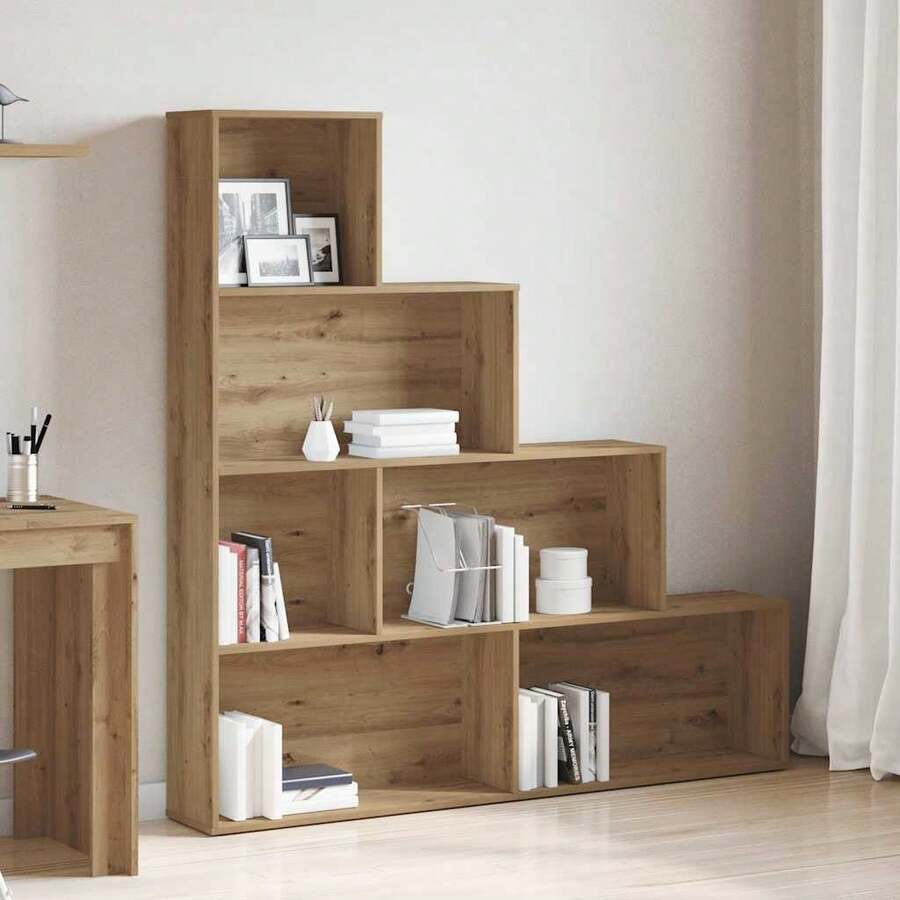 vidaXL Bibliothèque chêne artesanal 157x24x160 cm ingeniería de la madera - Marrón - Ver 1