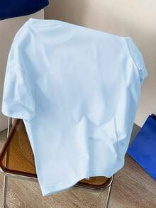 男童电子游戏字母印花圆领短袖T恤，新款春夏儿童图案T恤 - 淺藍色 - 查看 4