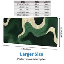 1 tấm lót chuột cỡ lớn, dày dặn, màu xanh ô liu, họa tiết lượn sóng, thiết kế nghệ thuật, thích hợp cho văn phòng, phòng học, phòng chơi game, bàn làm việc, đồ dùng văn phòng, trang trí văn phòng. - Hình chữ nhật - Xem 2