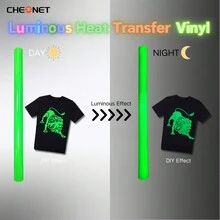 CHEONET 夜光热转印乙烯基卷材 - 30x30厘米，30x100厘米，适用于T恤、DIY服装、热压印花、工艺材料